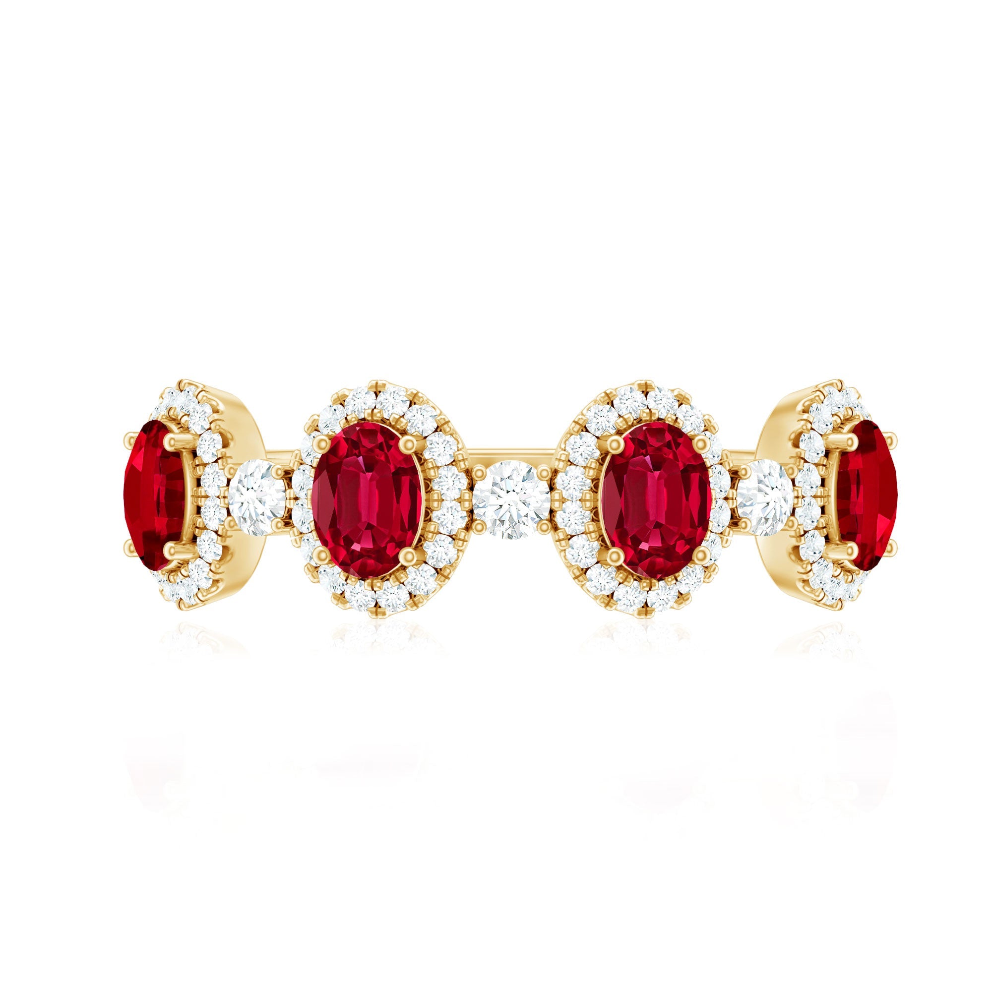 Lab Created Ruby and Diamond Wedding Band