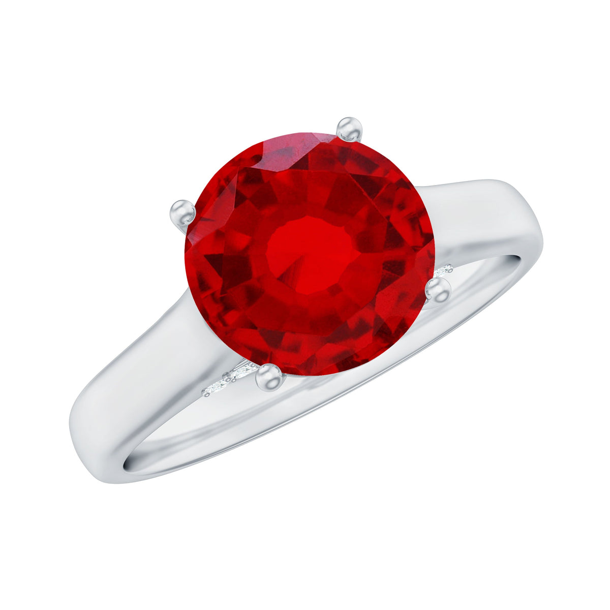 Solitaire 2.3 Carat Lab Created Ruby Engagement Ring with Surprise Diamonds
