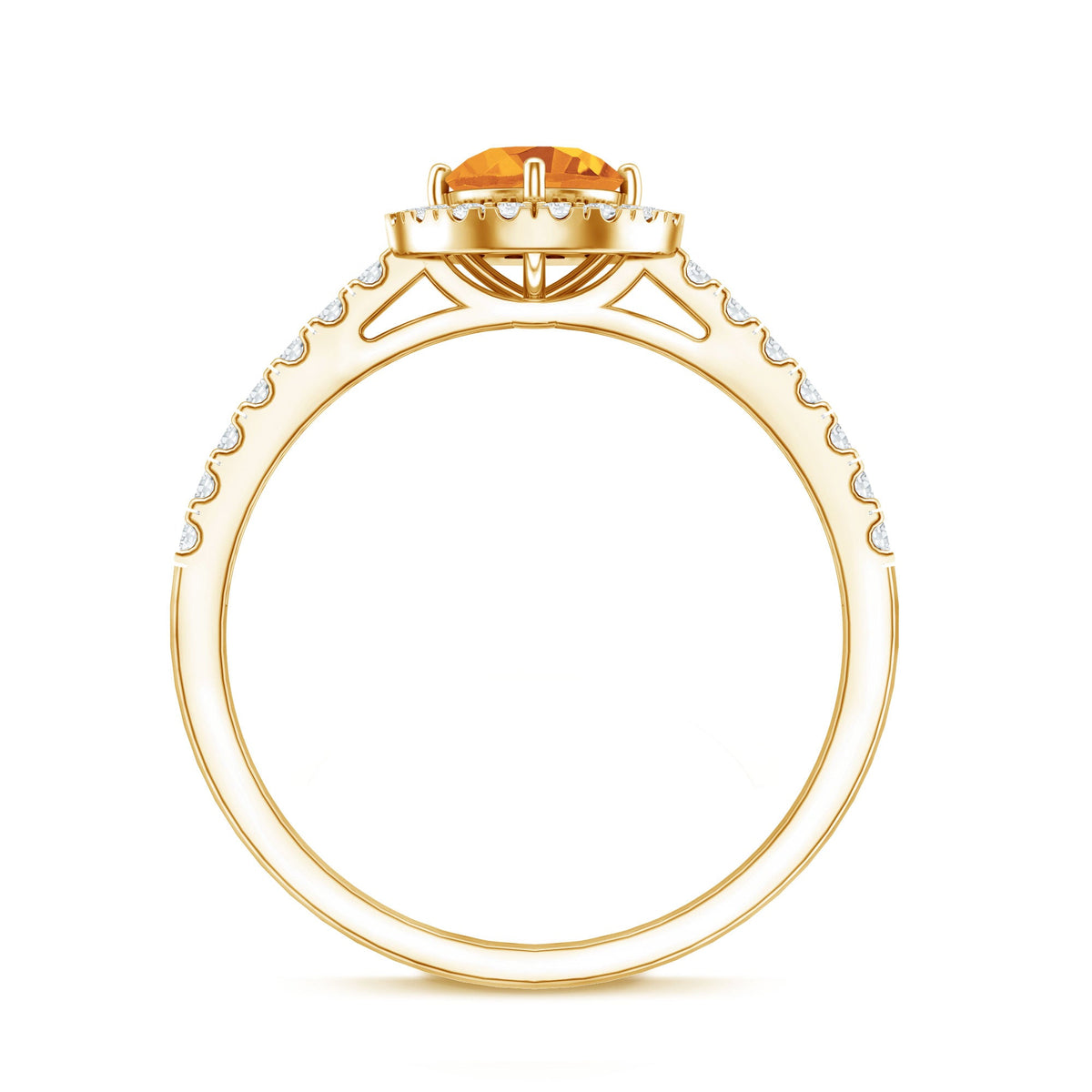 Minimalist Citrine Diamond Engagement Ring with Halo