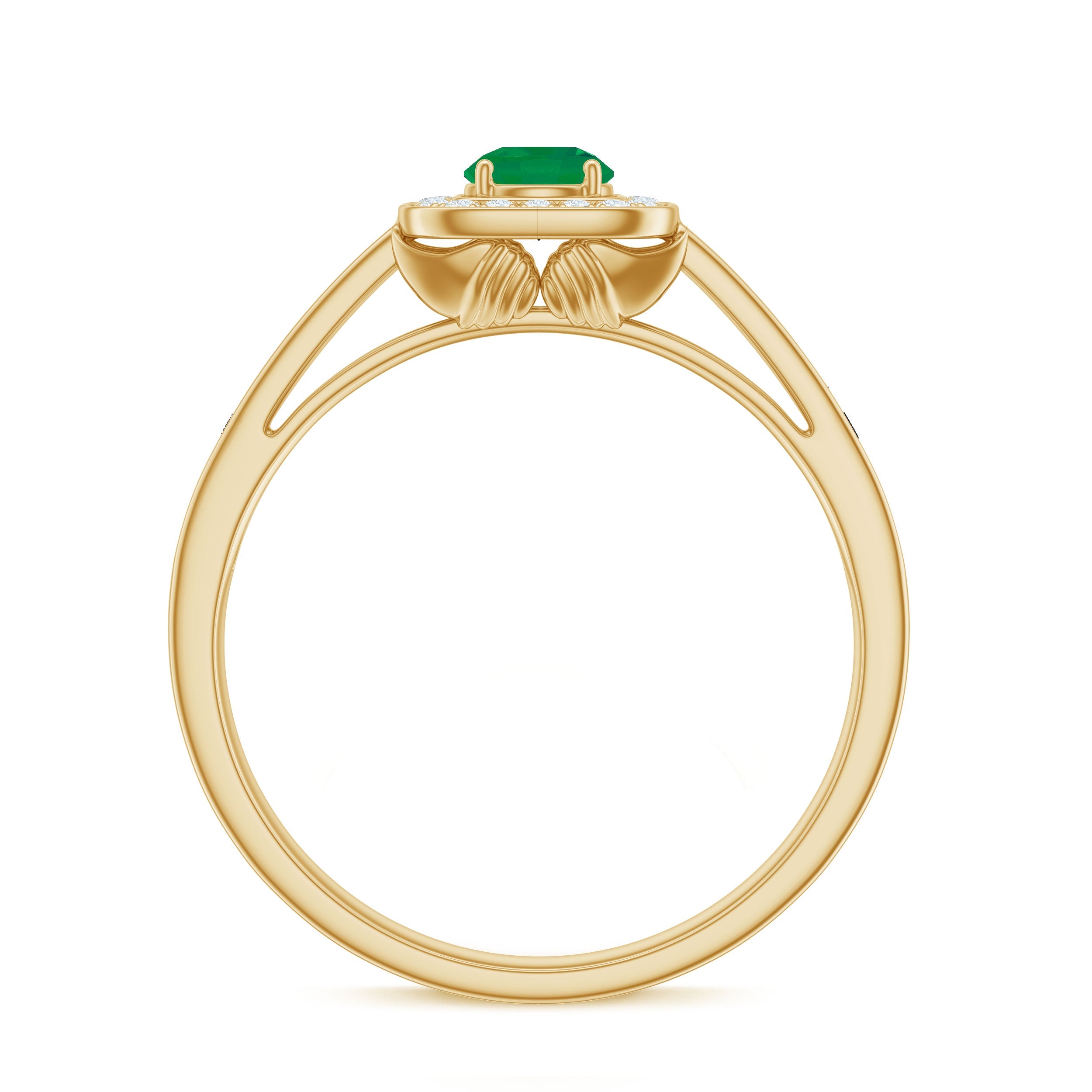 Real Half Carat Emerald Engagement Ring with Diamond Halo