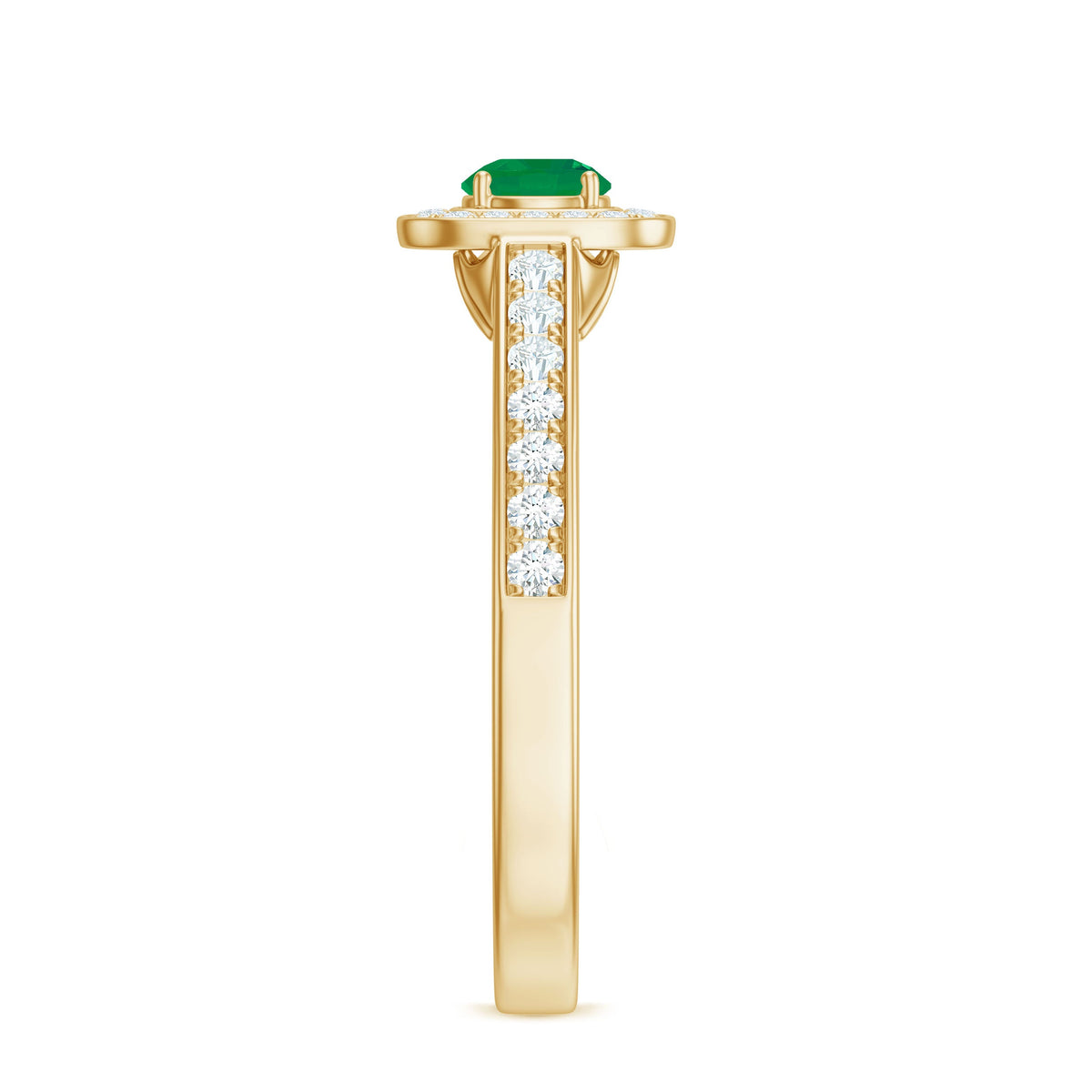 Real Half Carat Emerald Engagement Ring with Diamond Halo