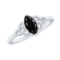 0.8 Carat Lab Grown Black and White Diamond Marquise Engagement Ring with Celtic Knot