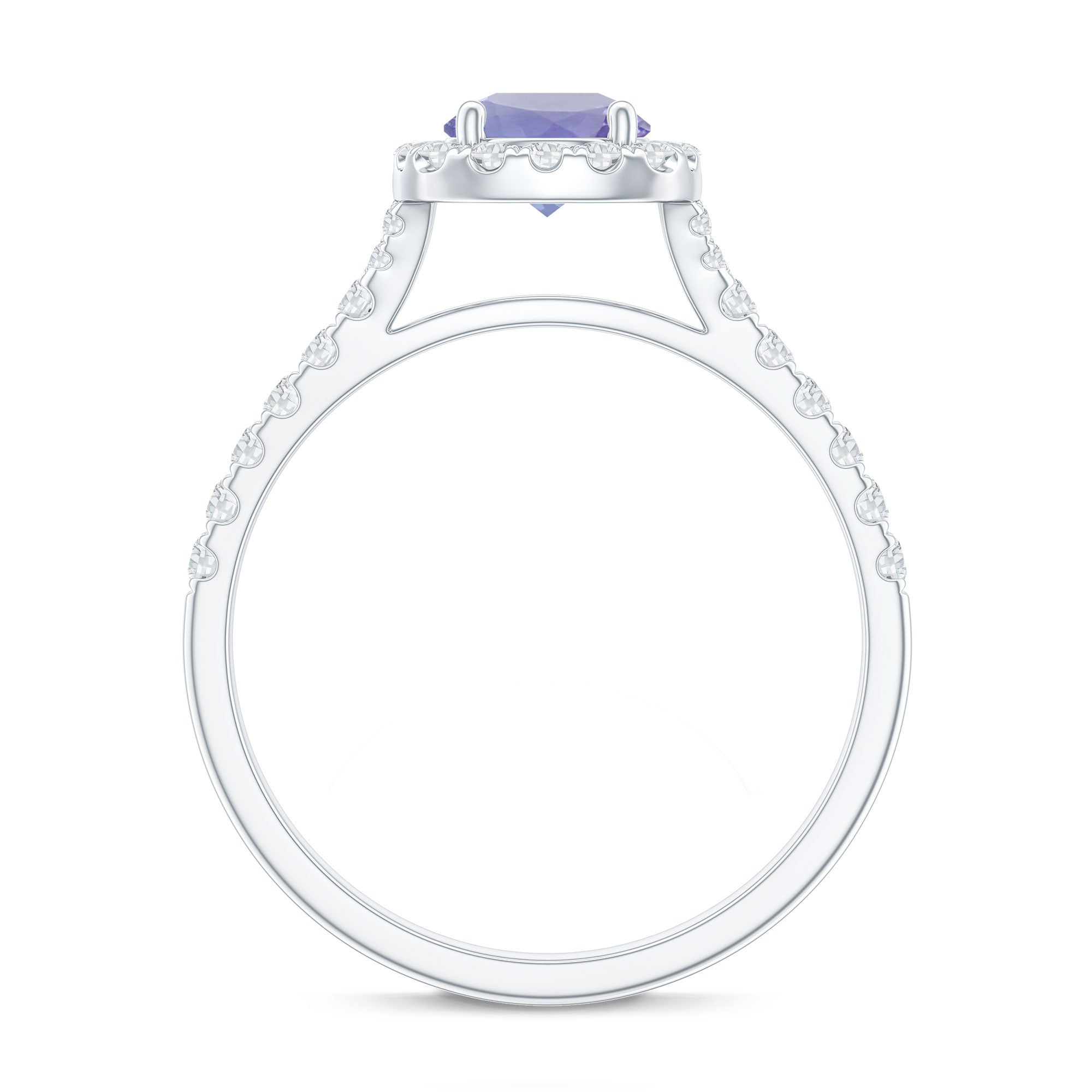 Genuine Tanzanite Halo Engagement Ring with Diamond
