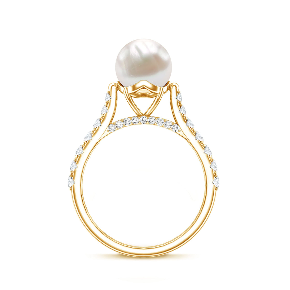 Cultured 7.4 Carat Freshwater Pearl Engagement Ring with Diamond