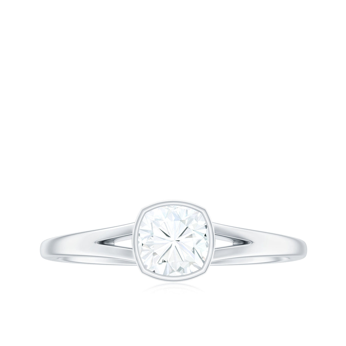 1.7 Carat Cushion Cut Moissanite Solitaire Split Shank Ring