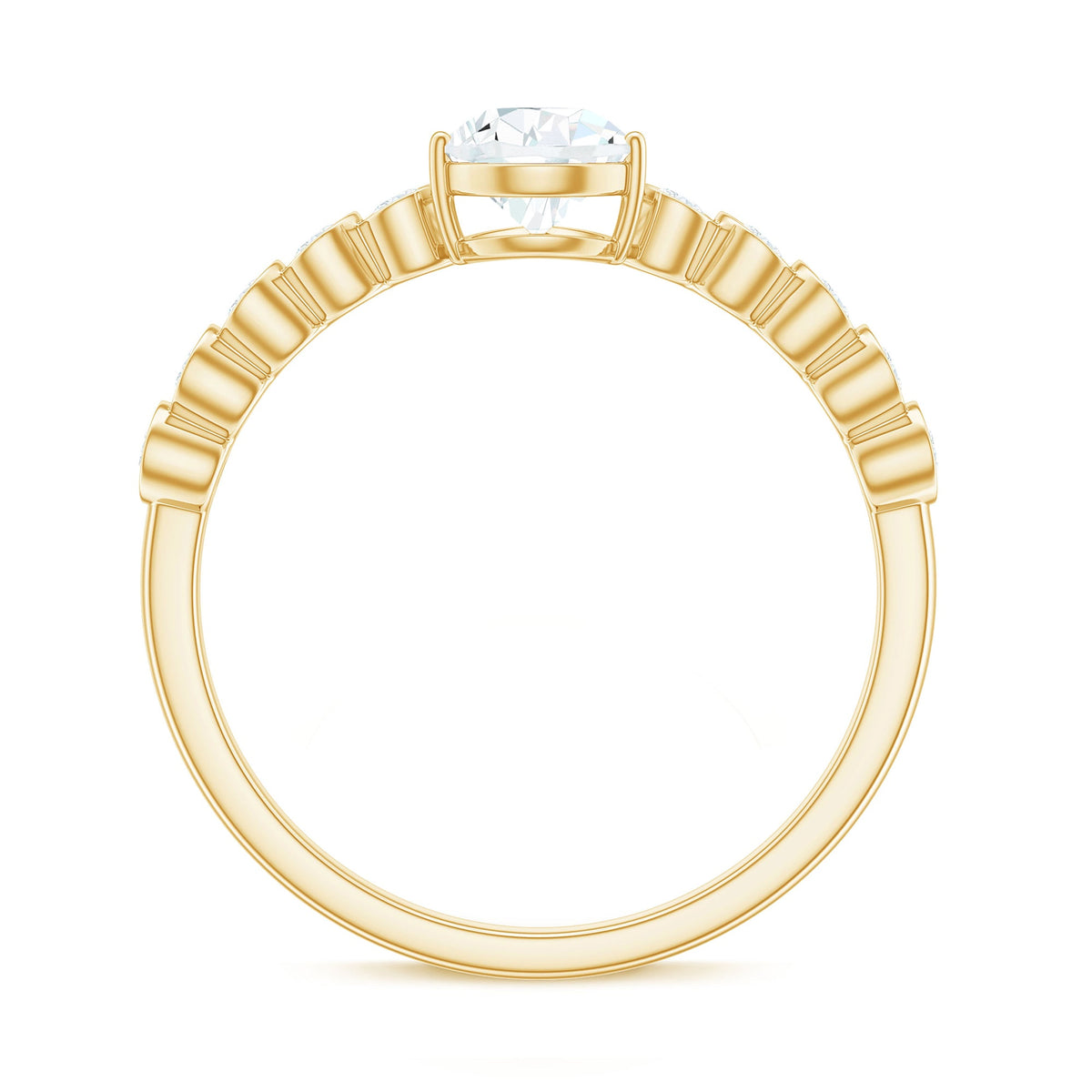0.7 Carat Pear Cut Moissanite Teardrop Engagement Ring with Side Stones