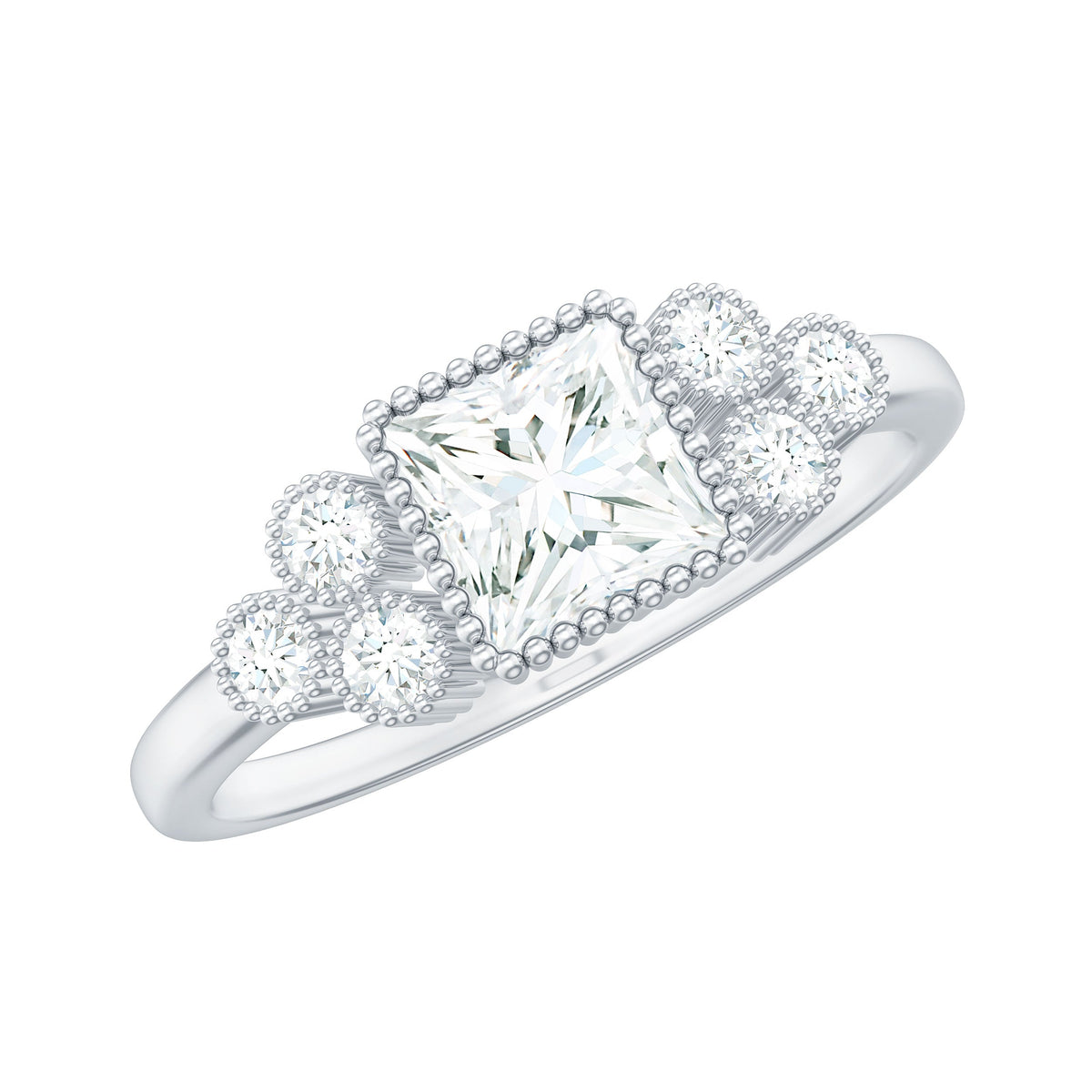 0.7 Carat Princess Cut Moissanite Classic Solitaire Engagement Ring