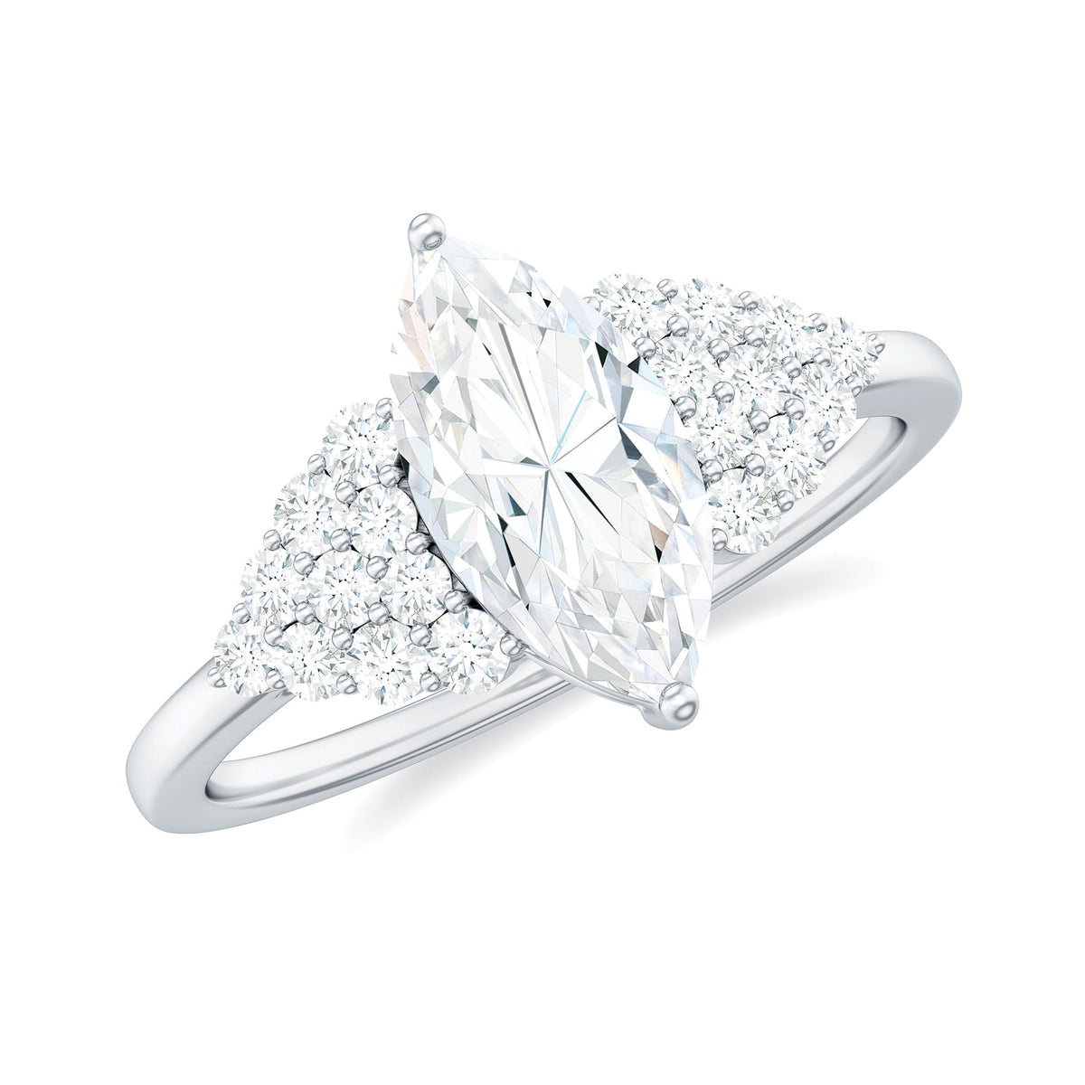 1 Carat Marquise Cut Moissanite Classic Engagement Ring
