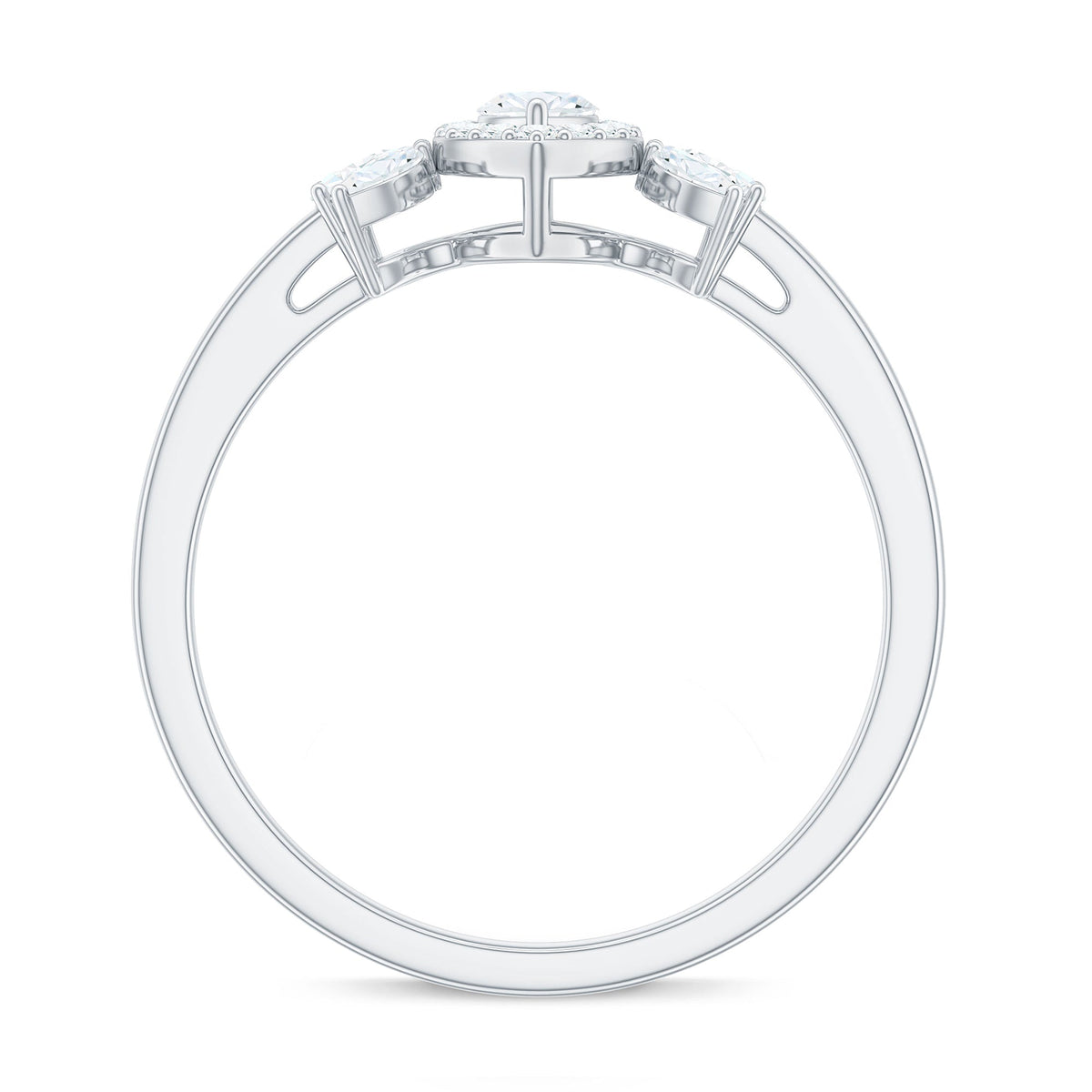 Certified Marquise Cut Moissanite Designer Halo Engagement Ring