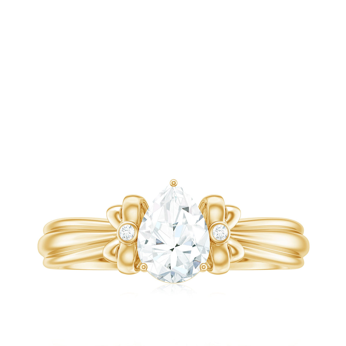 0.7 Carat Pear Shape Moissanite Bow Engagement Ring