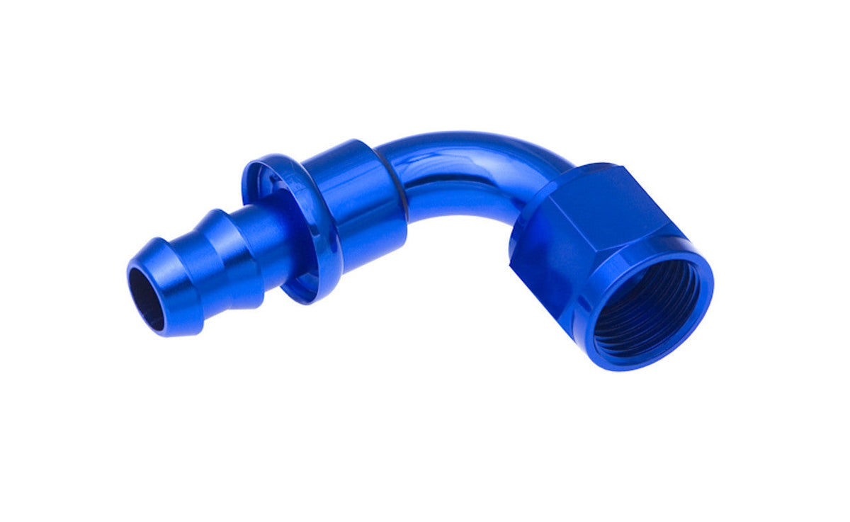8AN Push Lock Hose End s- Blue 90 Vinyasa Automotive