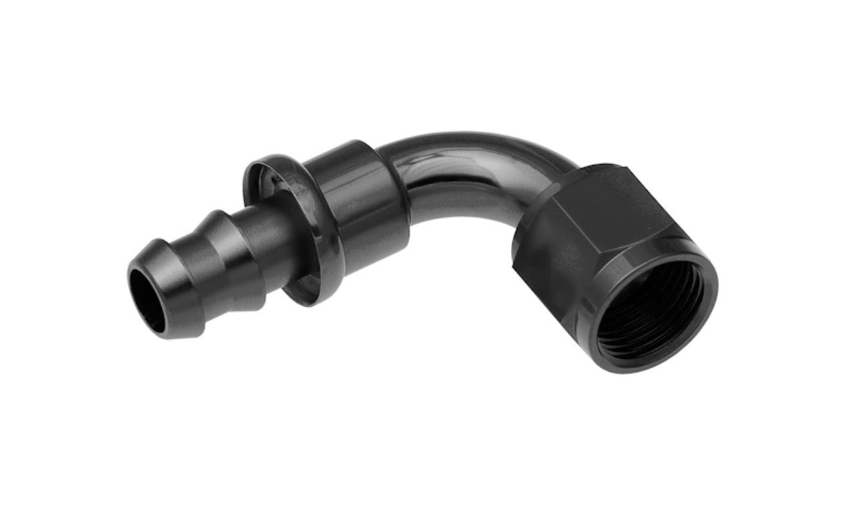 8AN Push Lock Hose End s- Black 90 Vinyasa Automotive