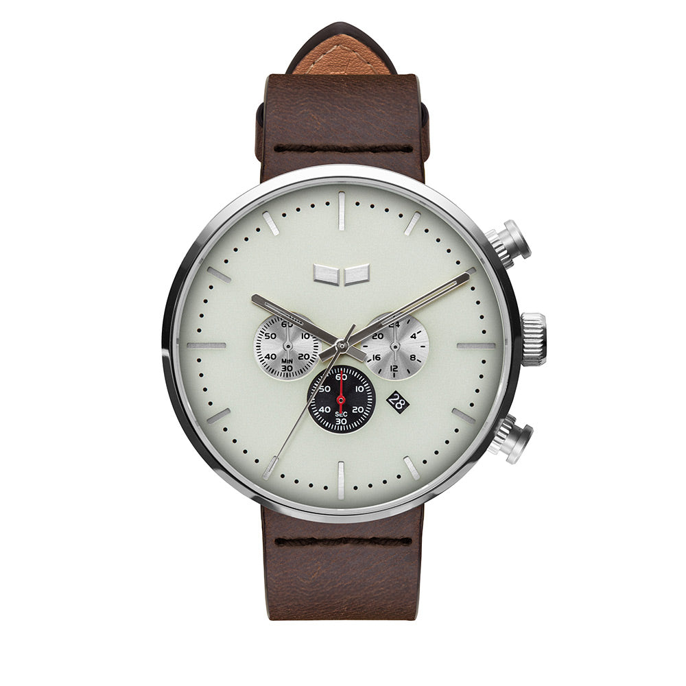ROOSEVELT CHRONO LEATHER - Brown/Silver/Marine Vestal Watch