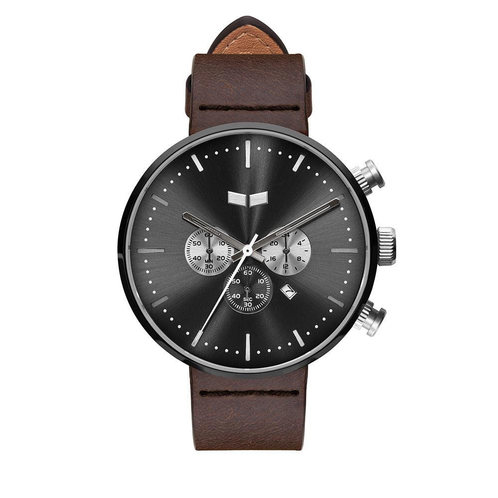 ROOSEVELT CHRONO LEATHER - Brown/Black Vestal Watch