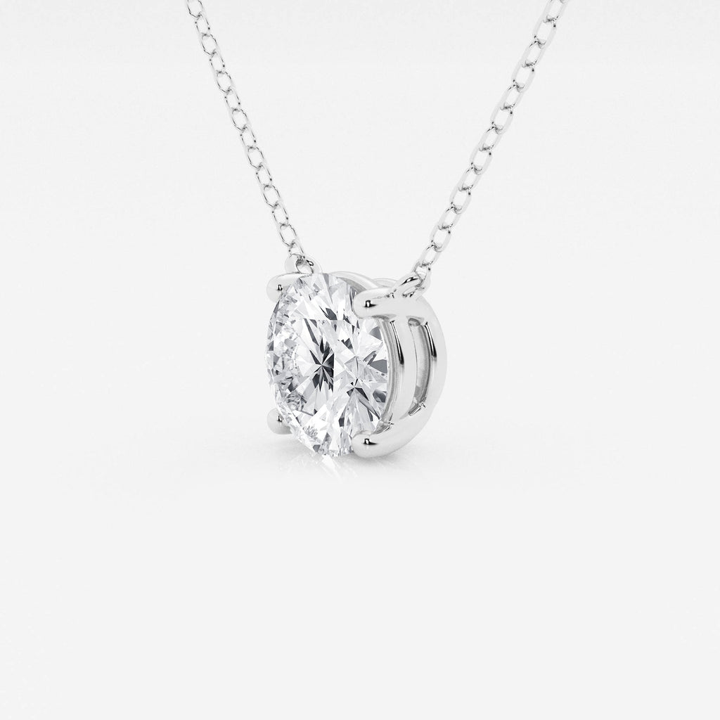 3.00 ct Lab Grown Round Diamond Floating Solitaire Pendant in 14K White or Yellow Gold – AGI Certified VossAgin