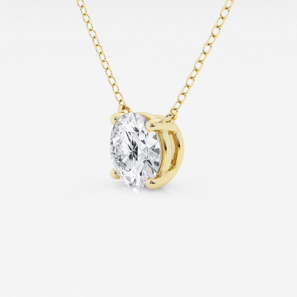 3.00 ct Lab Grown Round Diamond Floating Solitaire Pendant in 14K White or Yellow Gold – AGI Certified VossAgin