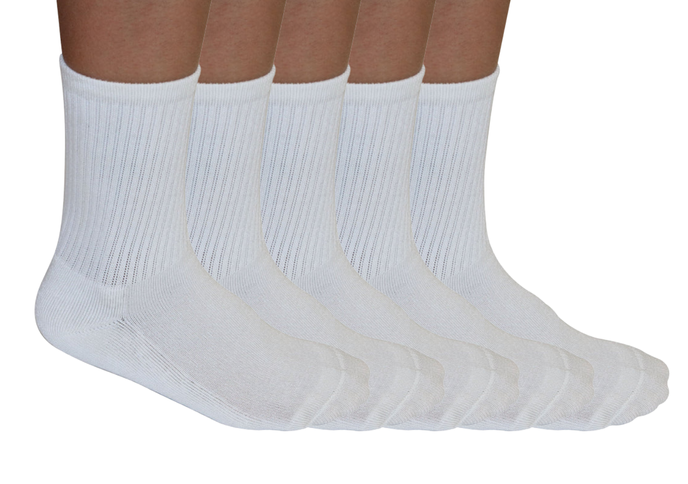 3/4 Crew Athletic Bamboo Viscose Socks Unisex White Color - 5-pack Spun Bamboo