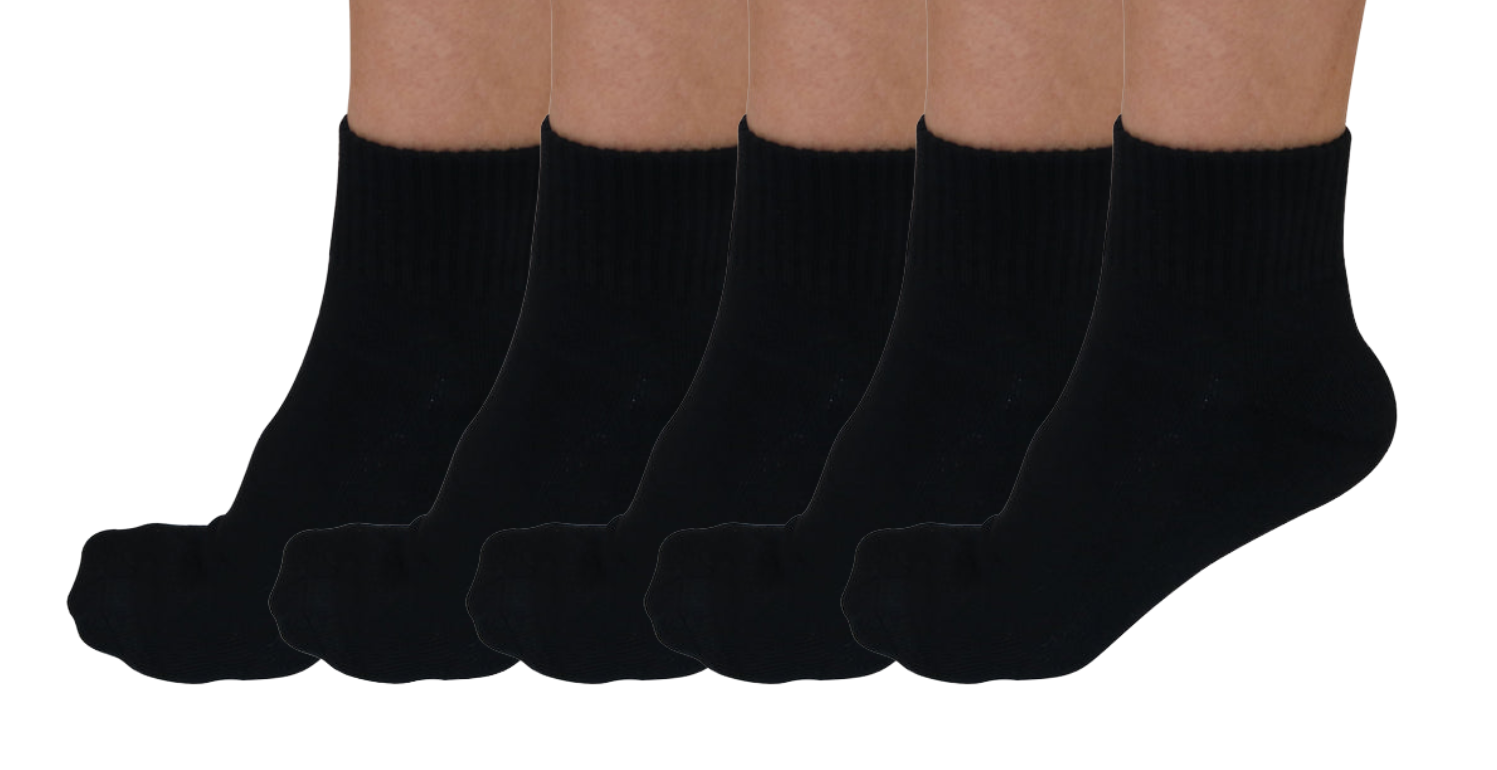 1/4 Crew Bamboo Viscose Socks Unisex Black Color - 5-pack Spun Bamboo