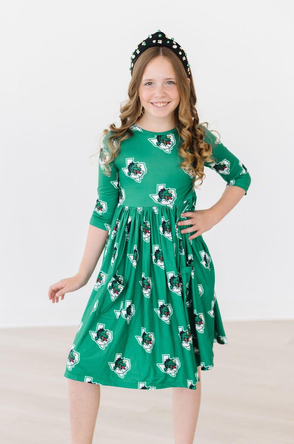 Southlake Carroll Dragons 3/4 Sleeve Pocket Twirl Dress Mila & Rose ®