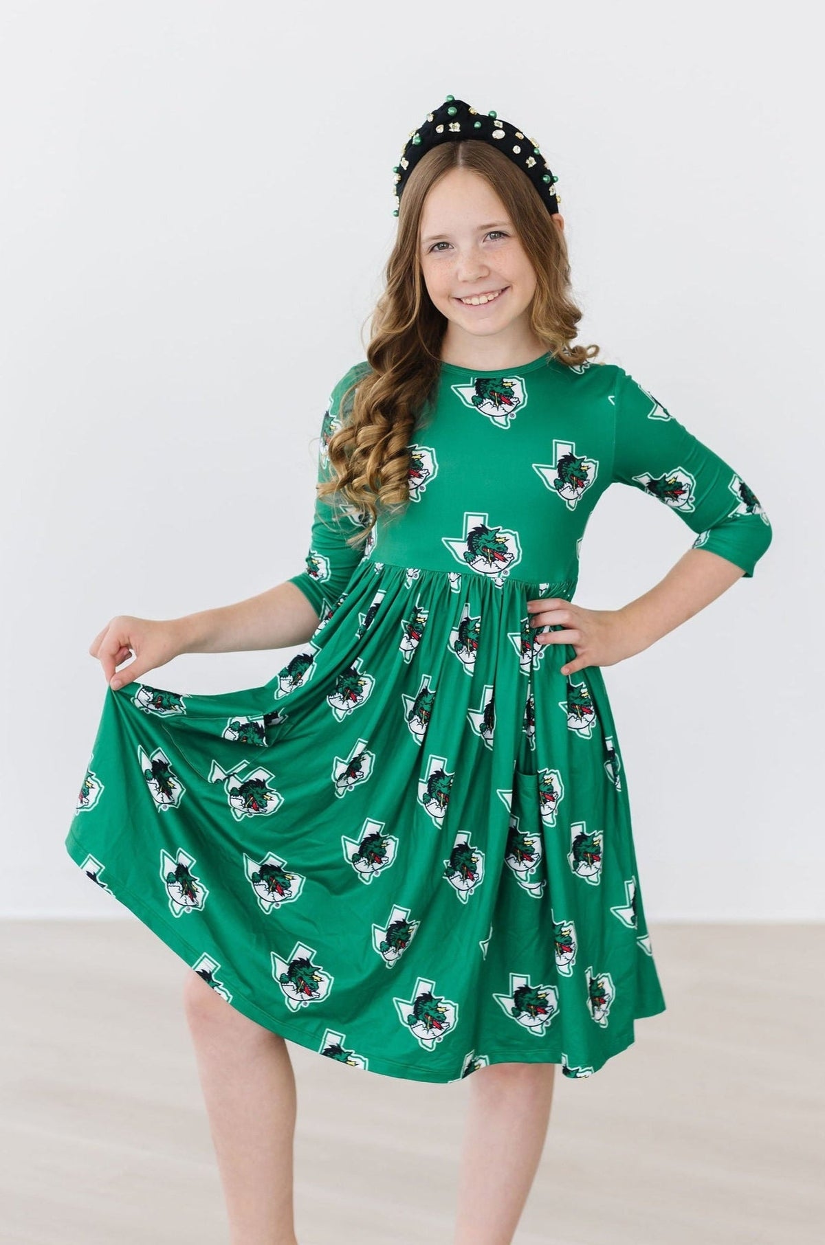 Southlake Carroll Dragons 3/4 Sleeve Pocket Twirl Dress Mila & Rose ®