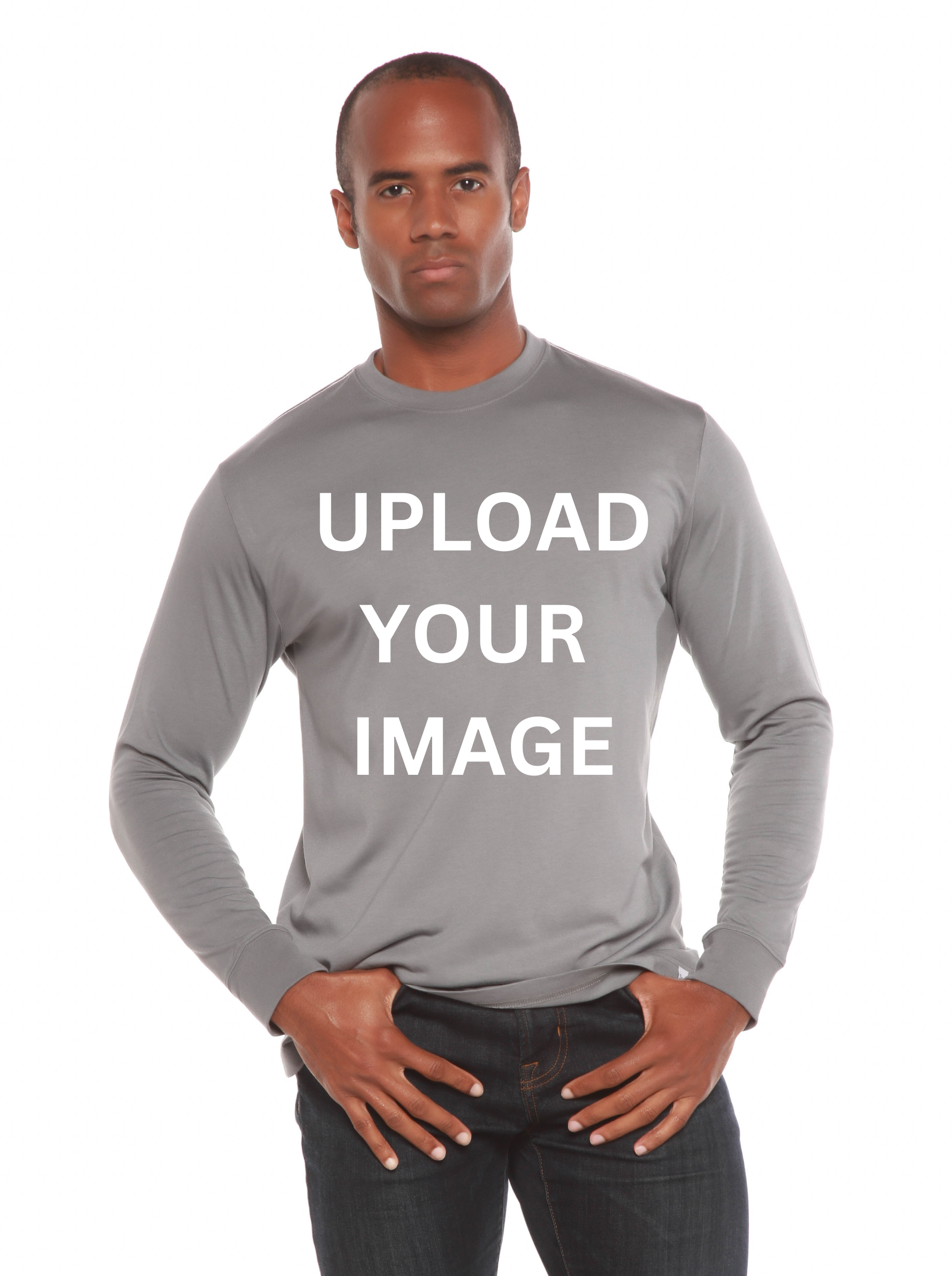 Custom Printed Men's Bamboo Viscose/Organic Cotton Long Sleeve T-Shirt Spun Bamboo