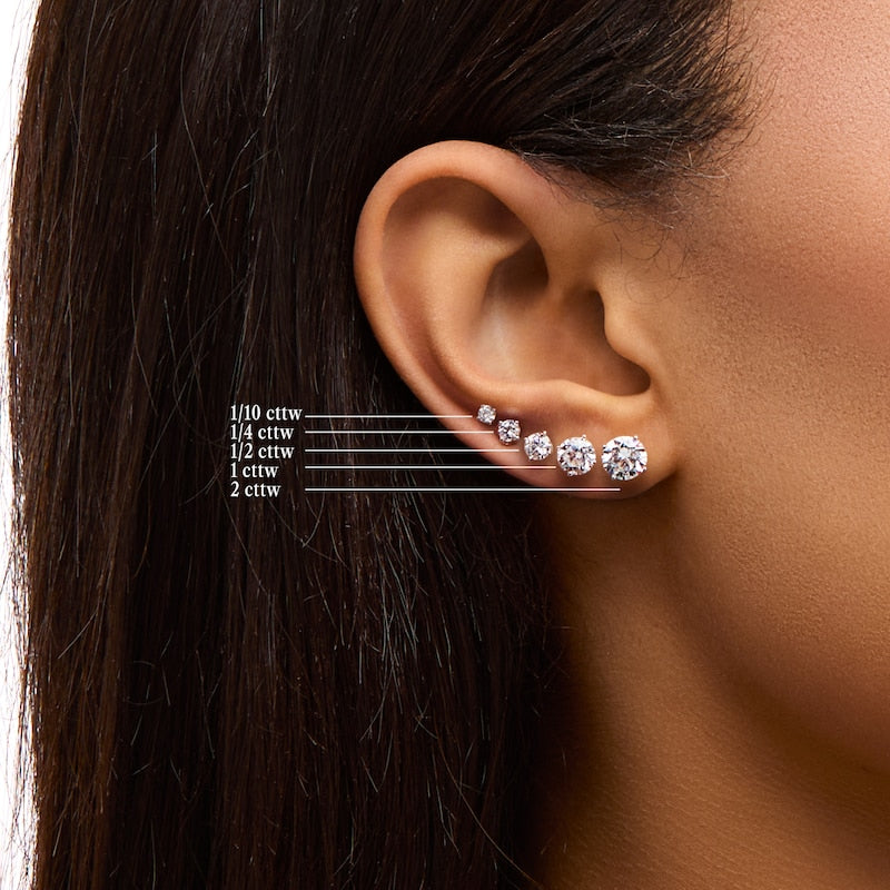 3.50 CTW Lab Grown Round Diamond Stud Earrings in 14k Gold – G/VS AGI Certified VossAgin