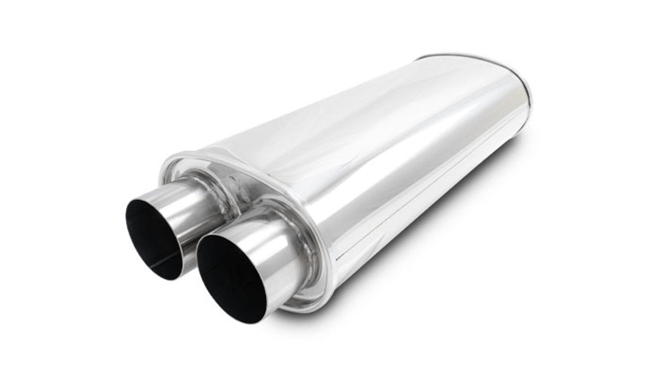 Muffler Oval Stainless 3IN Dual Offse - 10539 Vinyasa Automotive