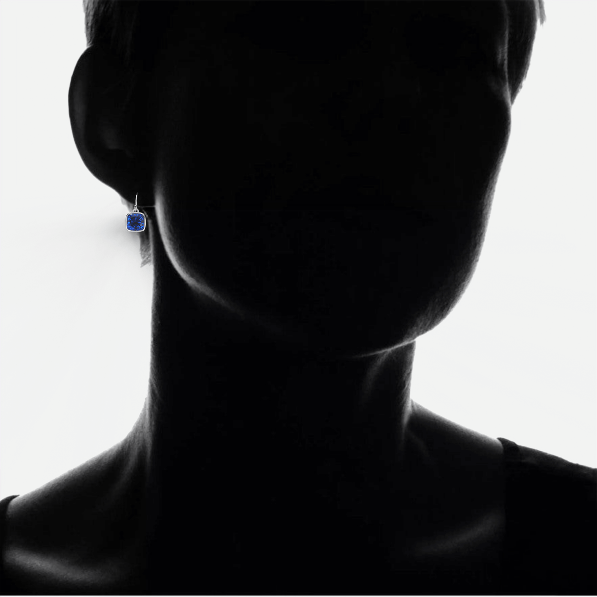 4.50CTW Lab Grown Cushion Cut Blue Sapphire Drop Earrings in 925 Sterling Silver - 8mm Square Gems VossAgin