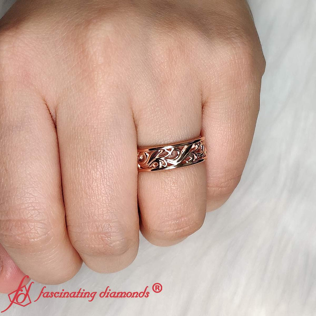 Antique Mens Wide Filigree Band