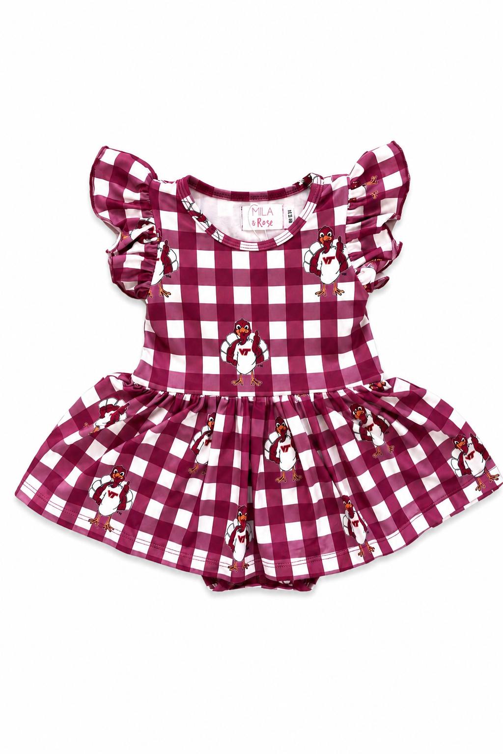 Virginia Tech Plaid Hokie S/S Flutter Twirl Bodysuit Mila & Rose ®