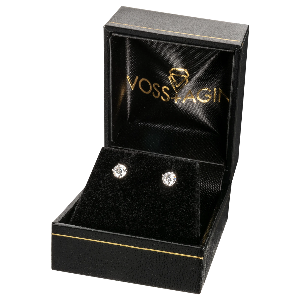 1.50 CTW Certified Genuine Moissanite Stud Earrings – DEF Color, IF–VS1 Clarity, 14k Gold Over Sterling Silver VossAgin