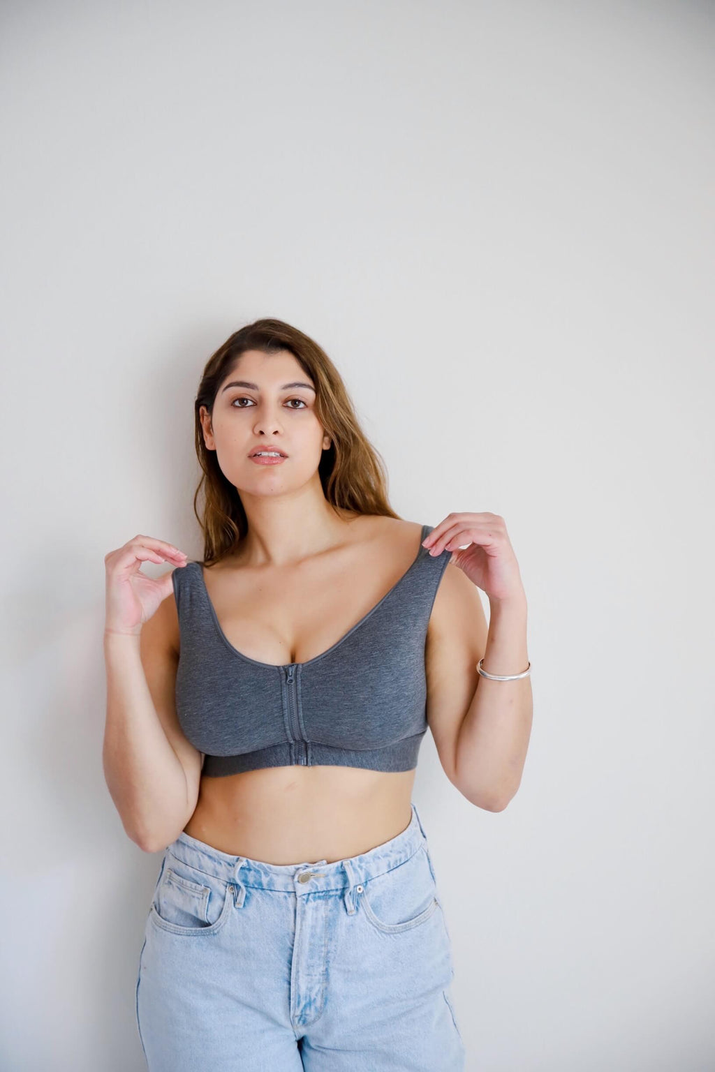Wilderness Front‑Closure Cotton Bralette - Grey Meadow