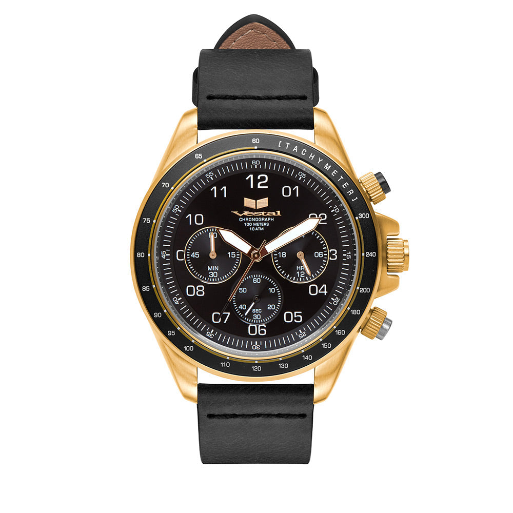 ZR2 LEATHER - Black/Gold/Black Vestal Watch