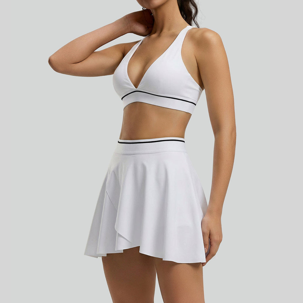 New European And American Color-block Stripe Sexy Tight Yoga Outfit For Women, Breathable Quick-drying Back Beauty Sports Bra Set Social Buzz eSIMs