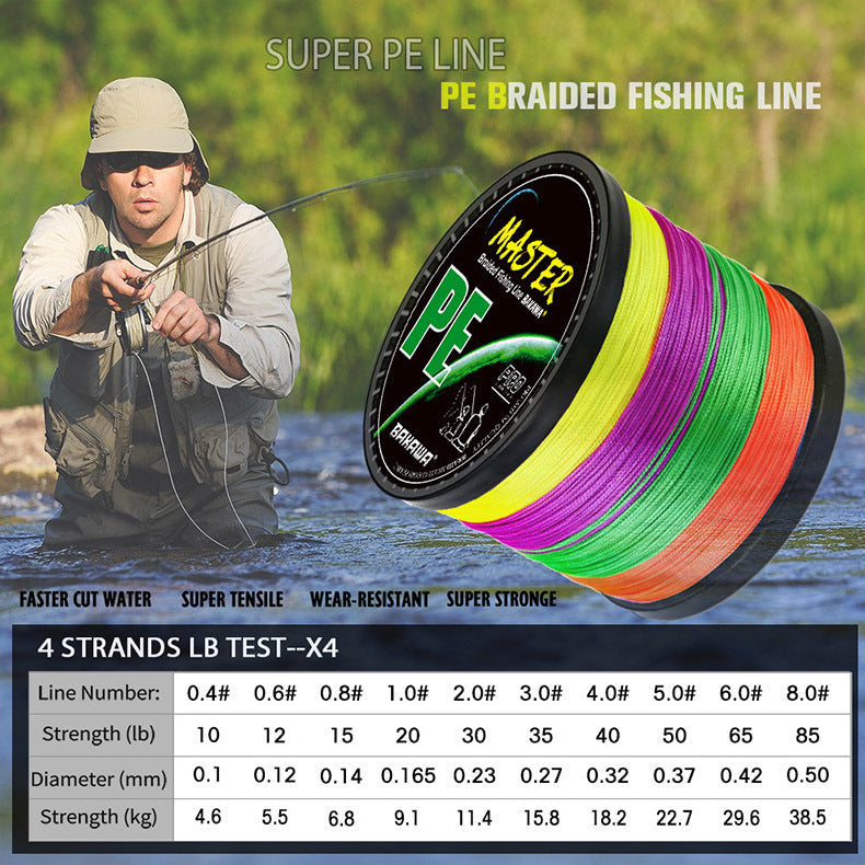 PE4 Braided 300m Fishing Line For Lure Casting And Long-distance Casting