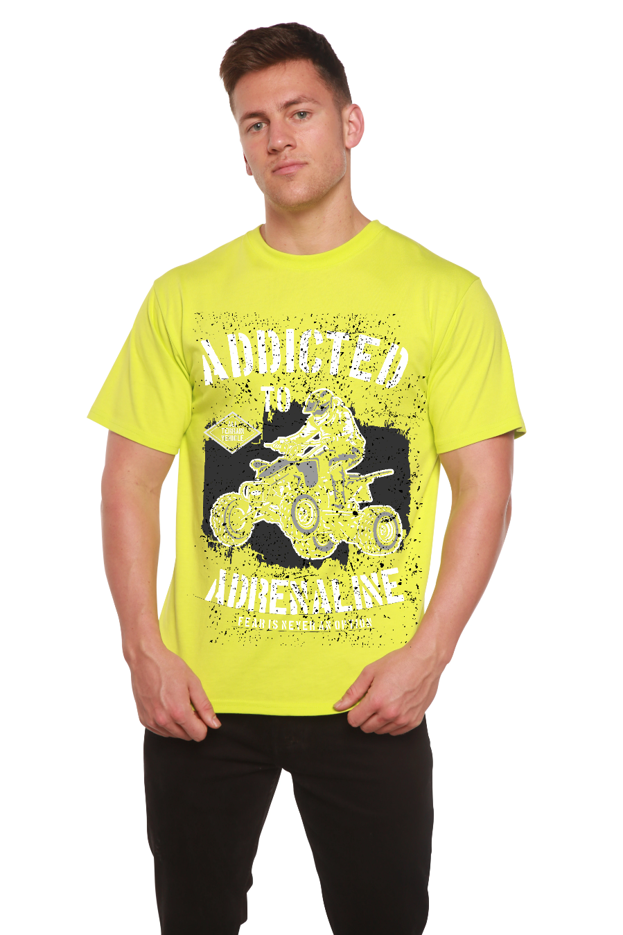 Addicted To Adrenaline Men's Bamboo Viscose/Organic Cotton Short Sleeve Graphic T-Shirt Spun Bamboo