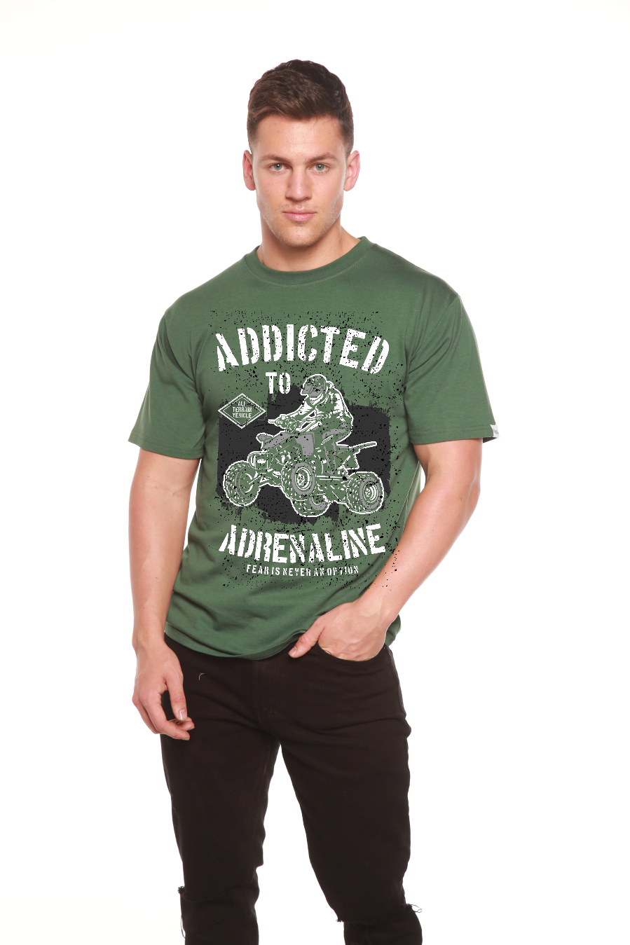 Addicted To Adrenaline Men's Bamboo Viscose/Organic Cotton Short Sleeve Graphic T-Shirt Spun Bamboo