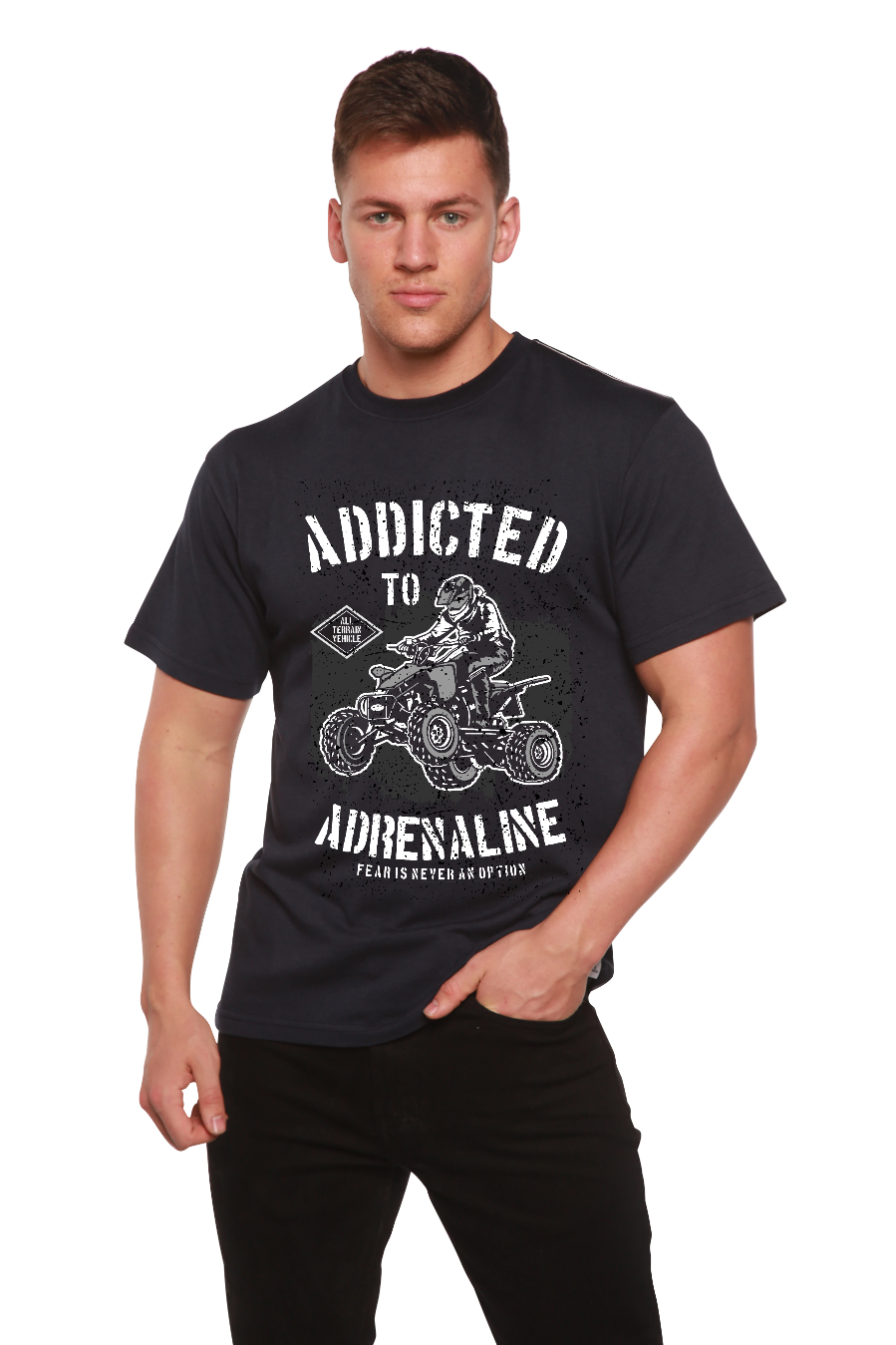 Addicted To Adrenaline Men's Bamboo Viscose/Organic Cotton Short Sleeve Graphic T-Shirt Spun Bamboo