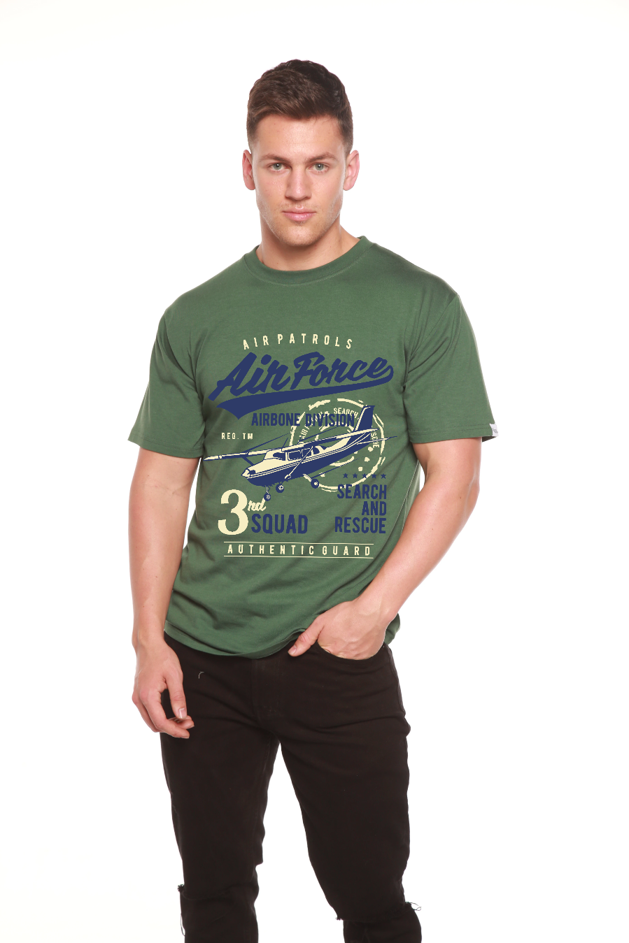 Air Force Men's Bamboo Viscose/Organic Cotton Short Sleeve Graphic T-Shirt Spun Bamboo