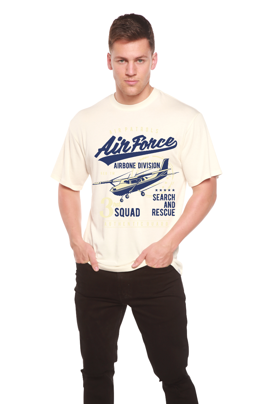 Air Force Men's Bamboo Viscose/Organic Cotton Short Sleeve Graphic T-Shirt Spun Bamboo