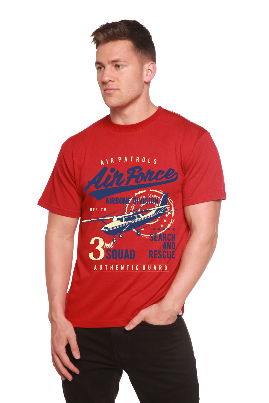 Air Force Men's Bamboo Viscose/Organic Cotton Short Sleeve Graphic T-Shirt Spun Bamboo