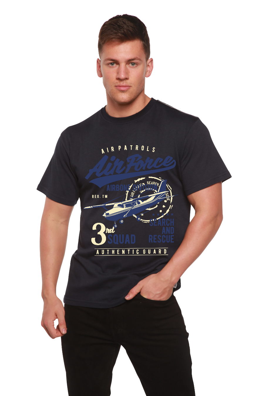 Air Force Men's Bamboo Viscose/Organic Cotton Short Sleeve Graphic T-Shirt Spun Bamboo