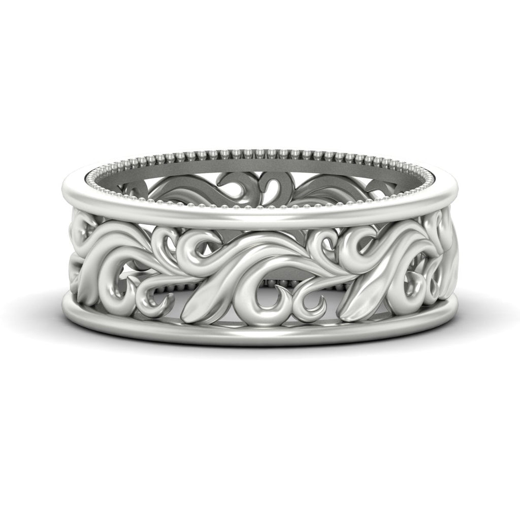 Antique Mens Wide Filigree Band