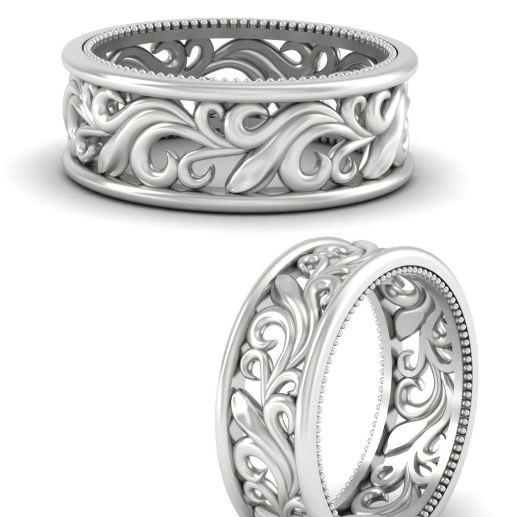 Antique Mens Wide Filigree Band