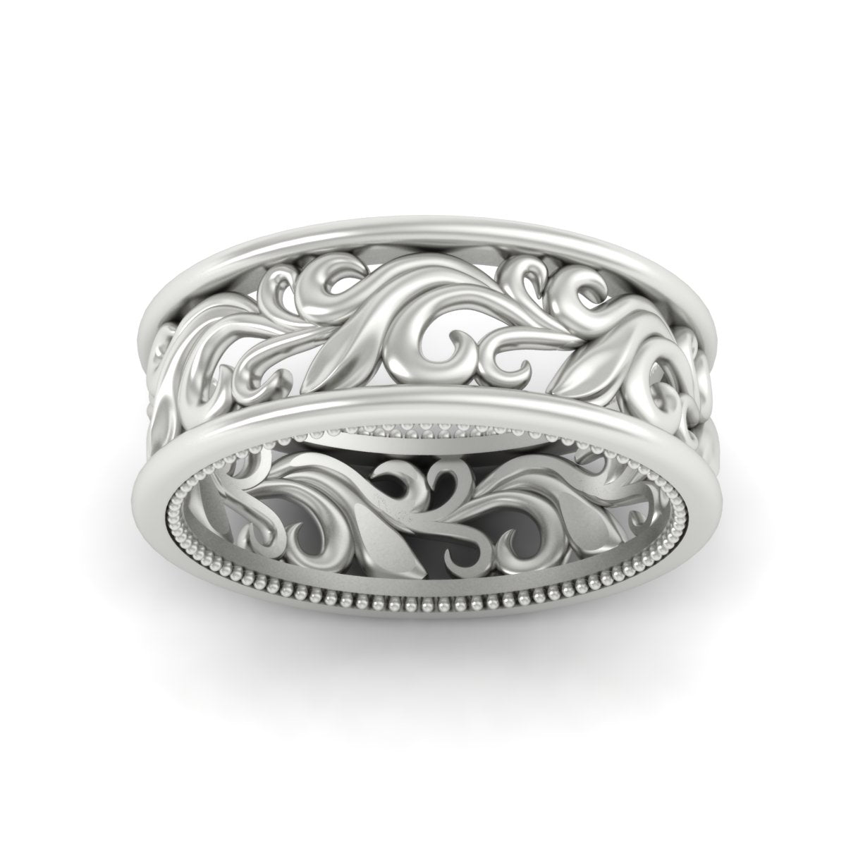 Antique Mens Wide Filigree Band