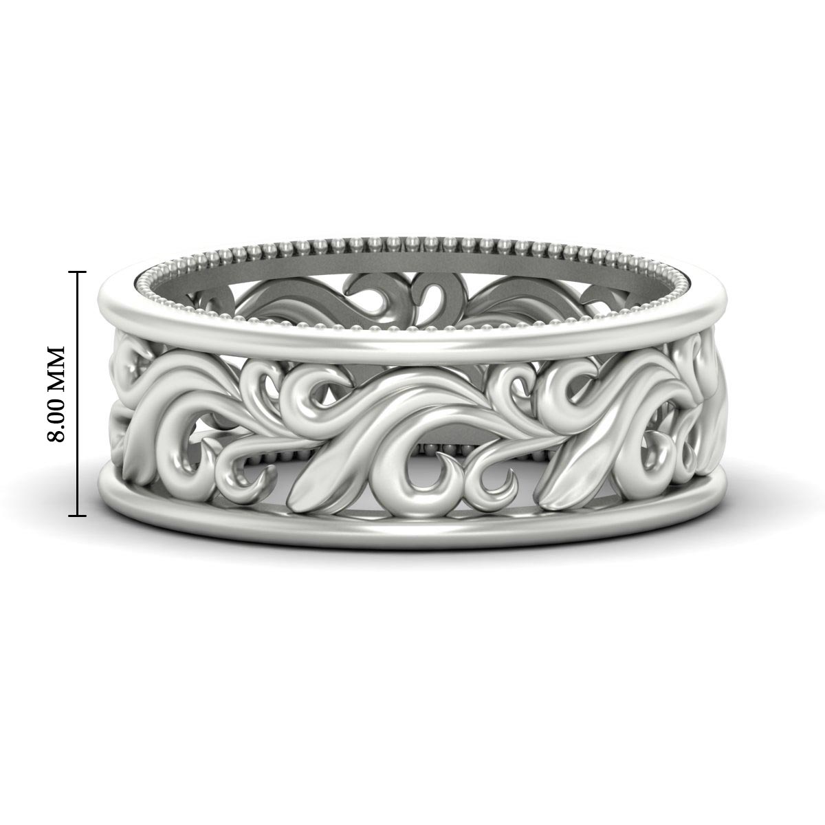 Antique Mens Wide Filigree Band