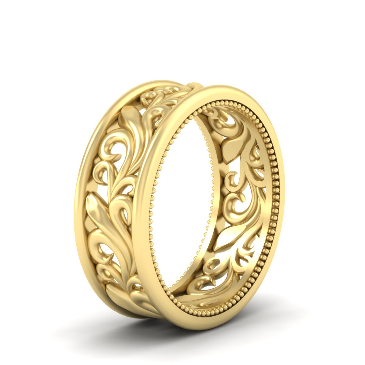 Antique Mens Wide Filigree Band