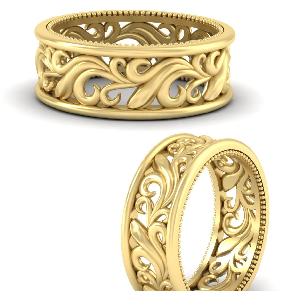 Antique Mens Wide Filigree Band