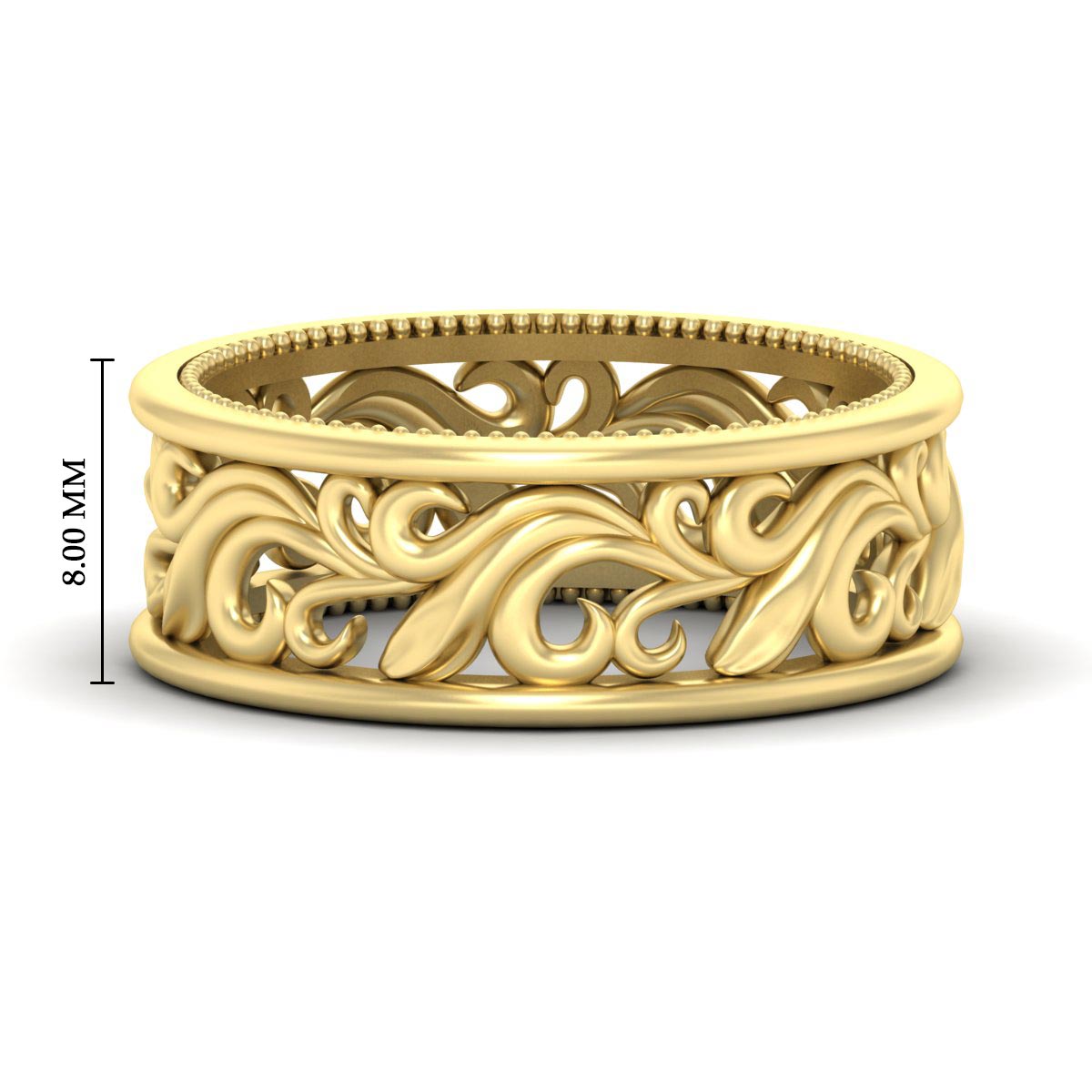 Antique Mens Wide Filigree Band