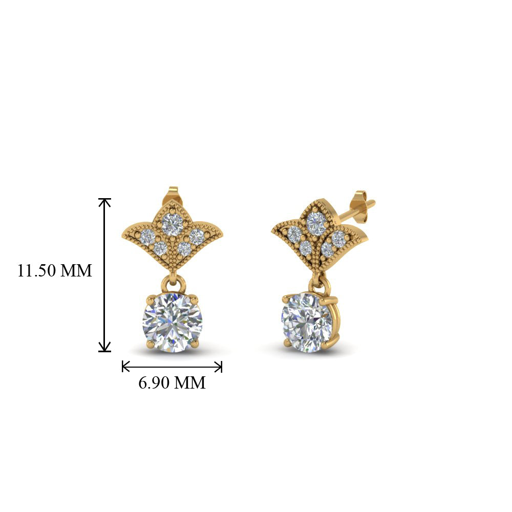 Art Deco Inspired Round Drop Earring Half Carat